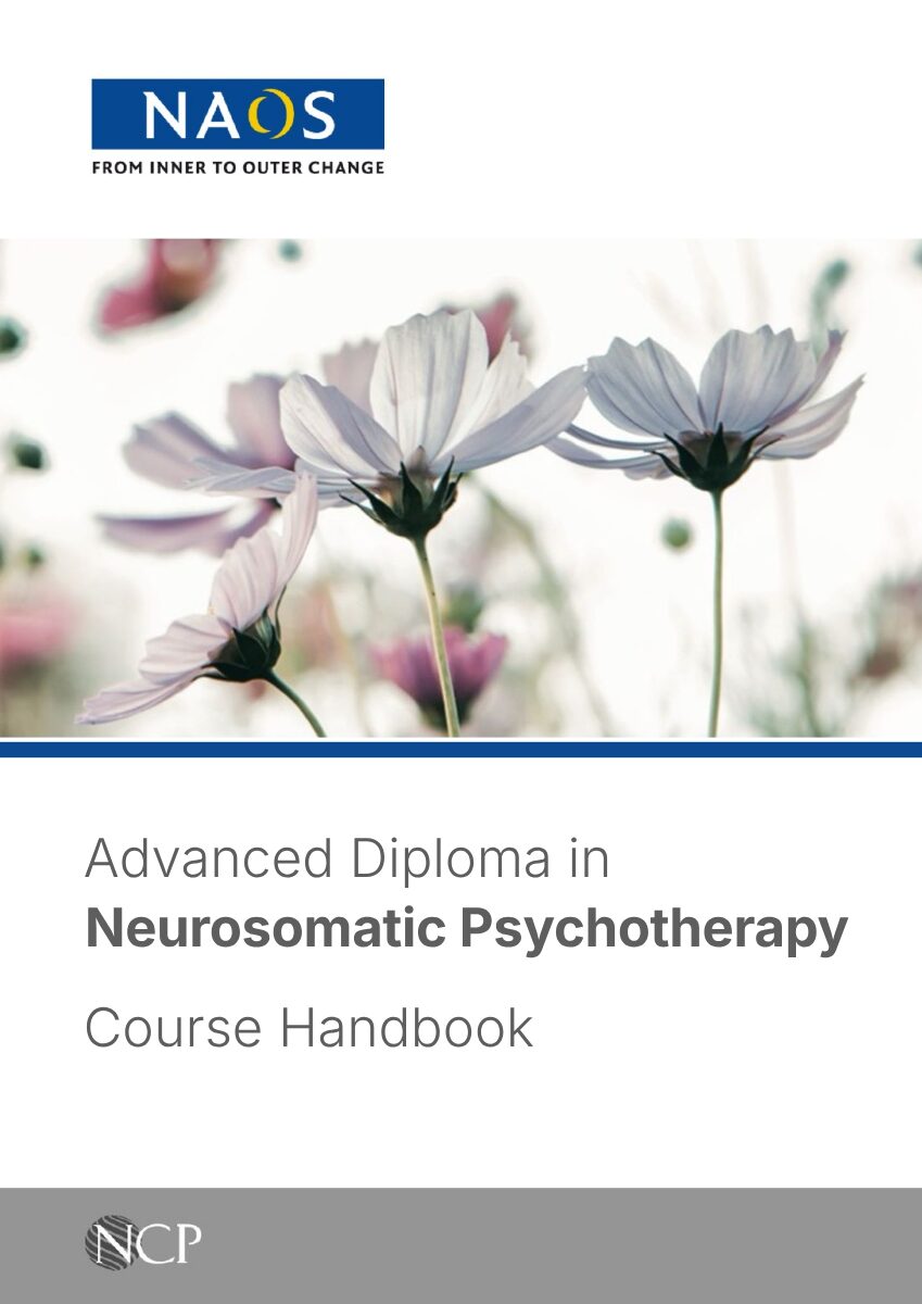 Front cover of the course handbook: pale cosmos flowers against a light sky